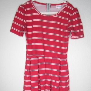 LuLaRoe Red w/ White stripes Amelia Dress - Size Small